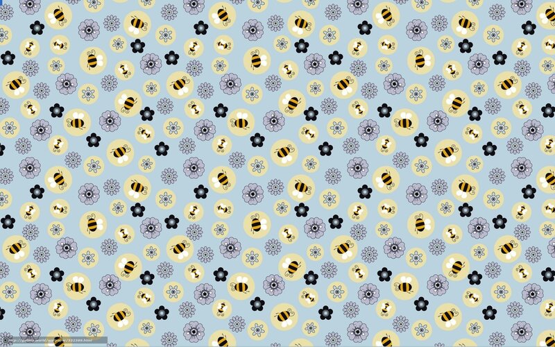 bee and flower pattern wallpaper