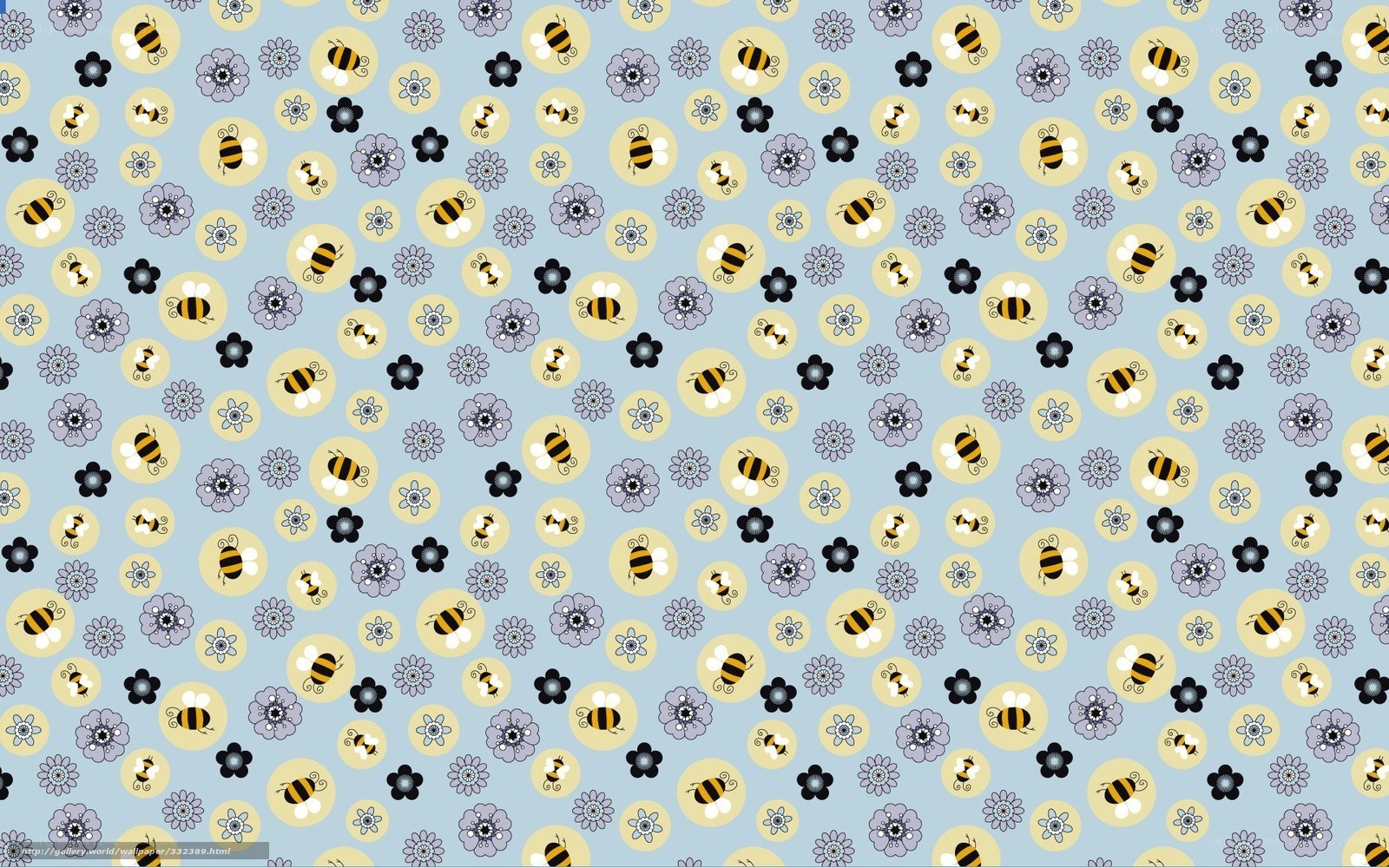 bee and flower pattern wallpaper