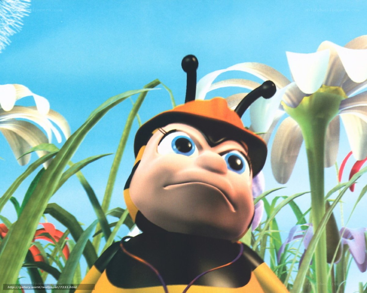 Bee character in a flower field