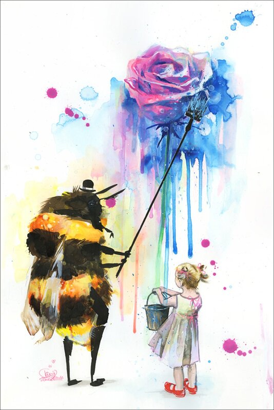 Bee Holding Rose