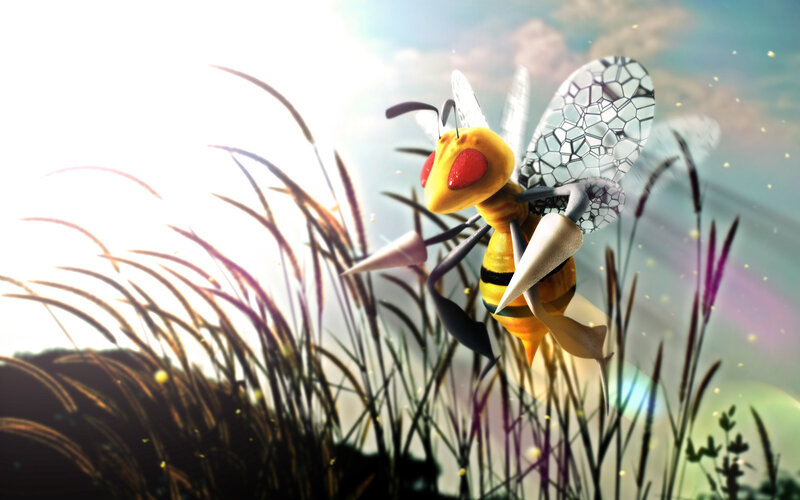 Bee in a sunlit field