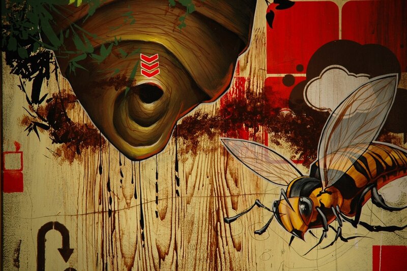 Bee Near a Nest — Brown