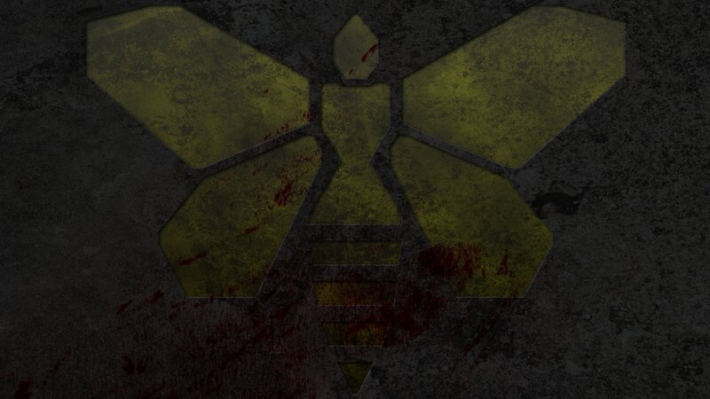 Bee symbol with blood splatters