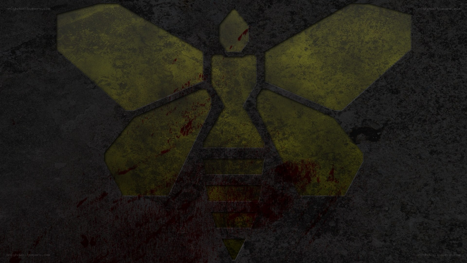 Bee symbol with blood splatters