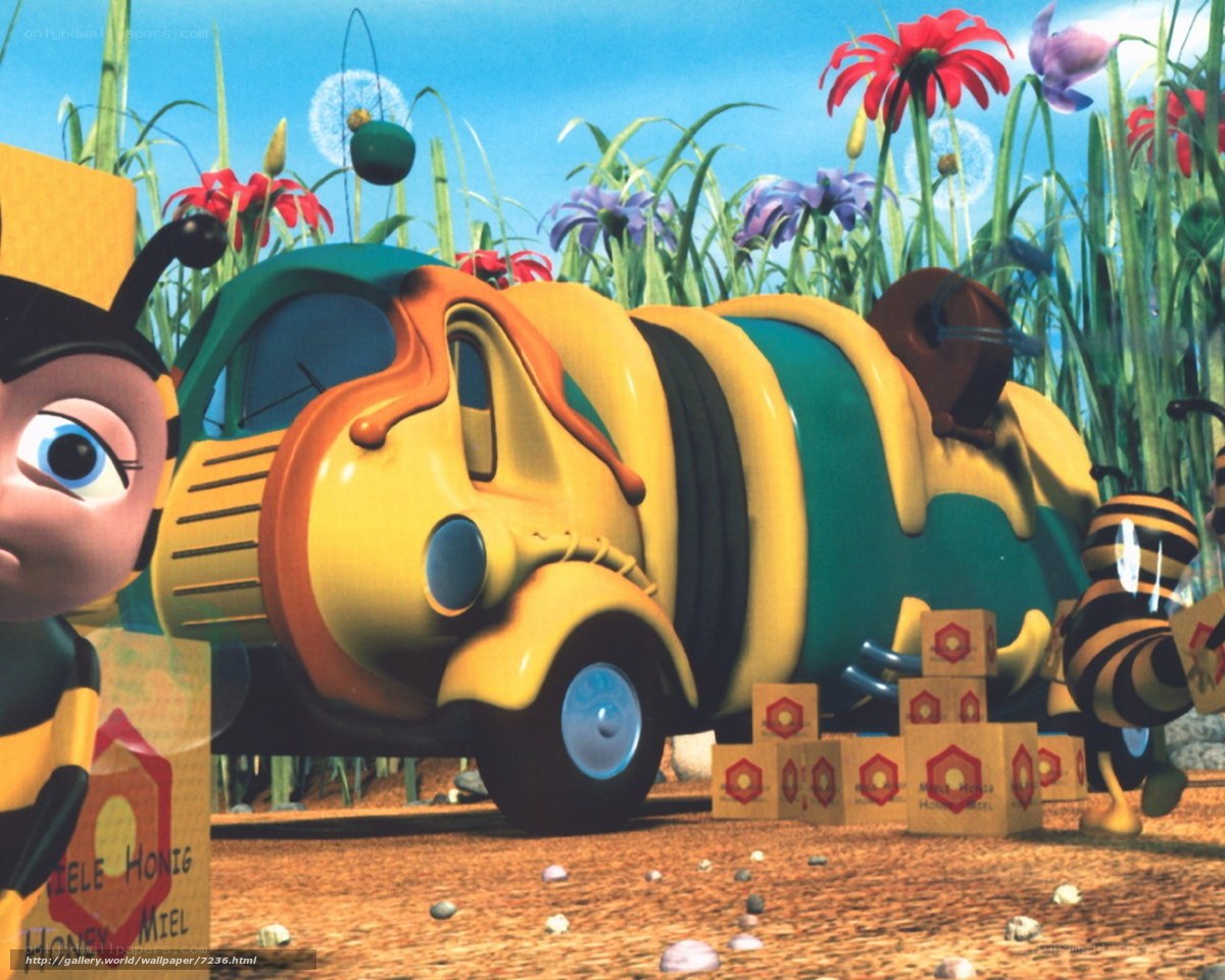 Bee-themed car in a flower field