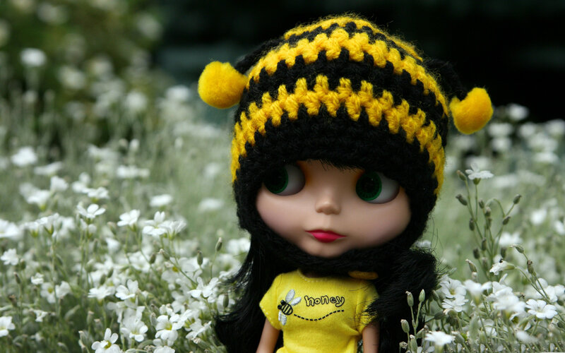 Bee-themed Doll in Flowers