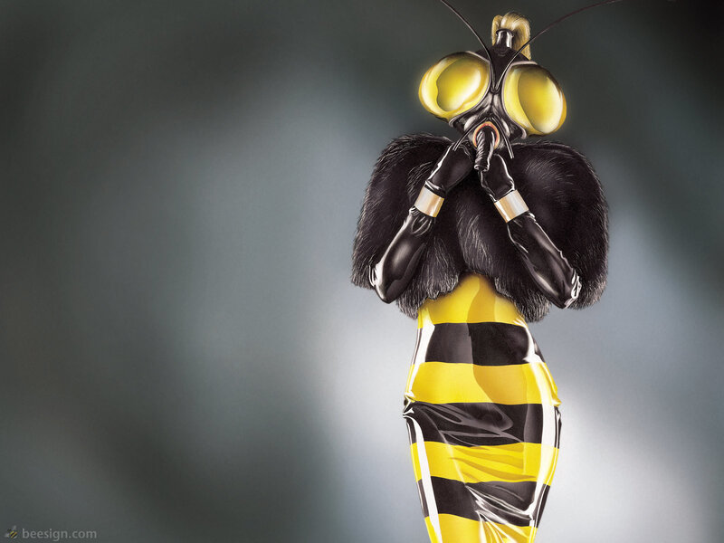 bee-themed fashion illustration