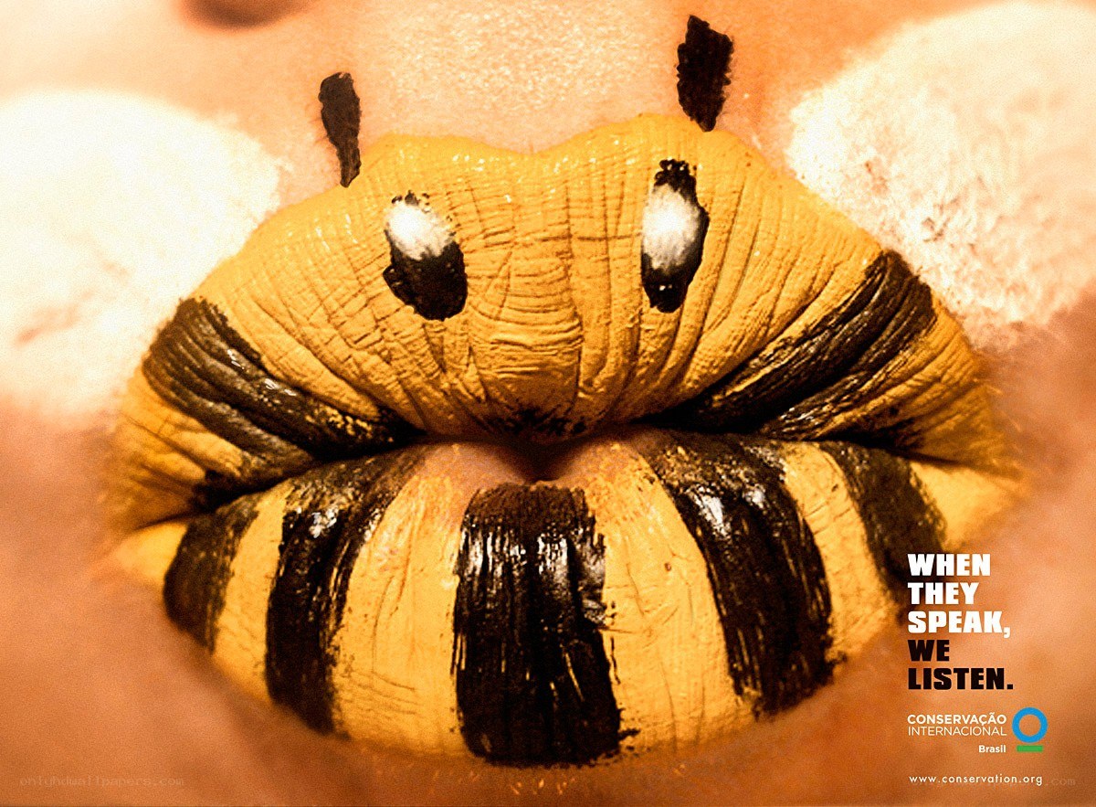 bee-themed lips advertisement