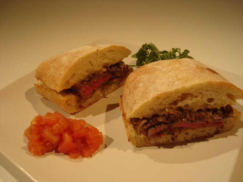 Beef sandwich with tomato relish
