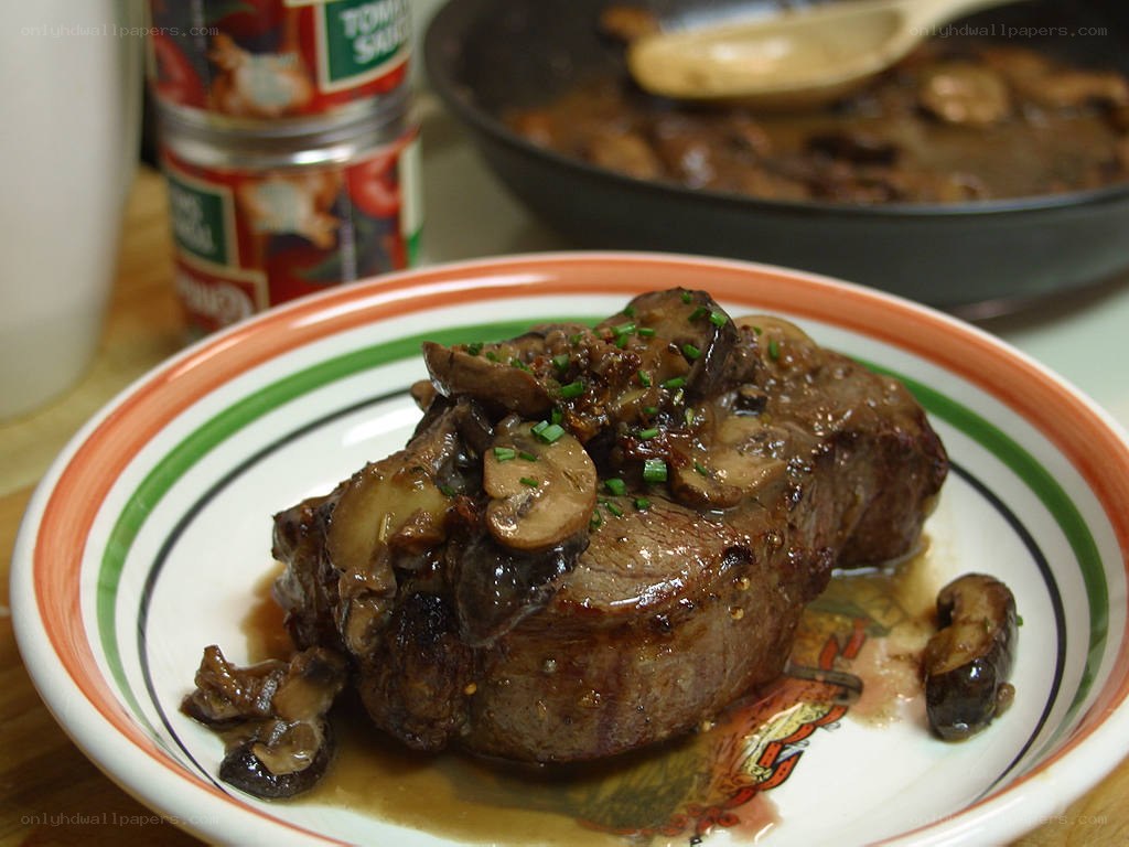 Beef with mushroom sauce
