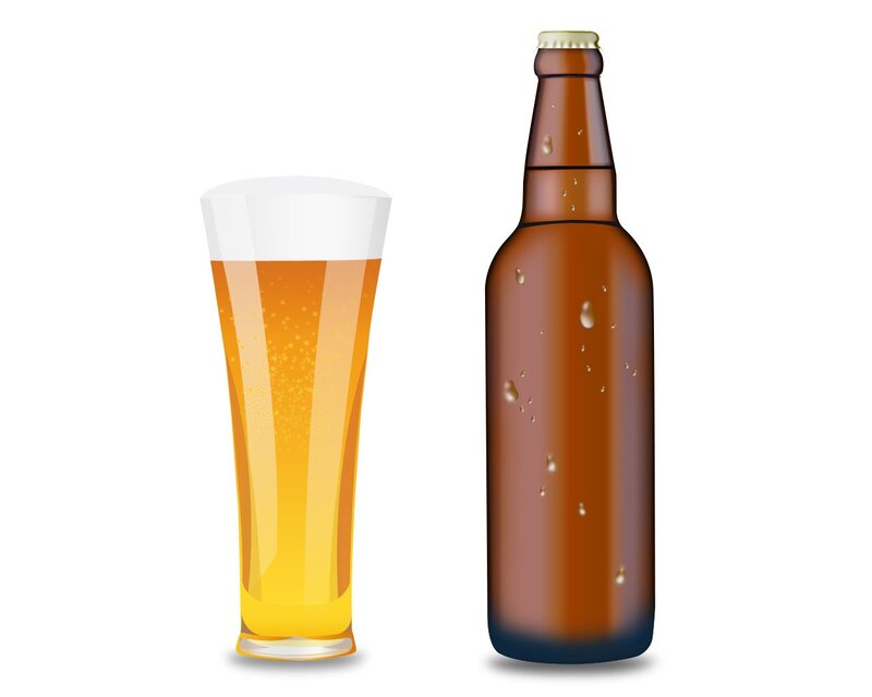 Beer Bottle and Glass — Brown, Neutral