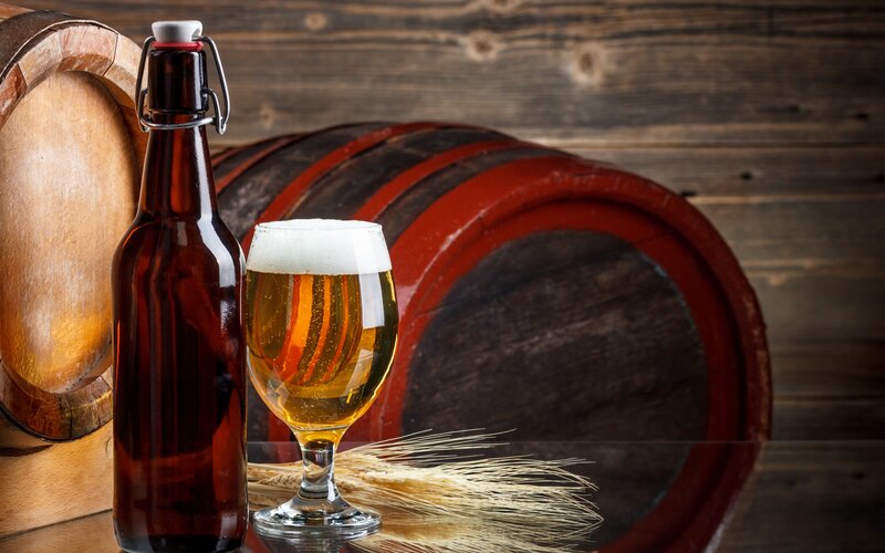 Beer Bottle and Glass — Brown, Rustic