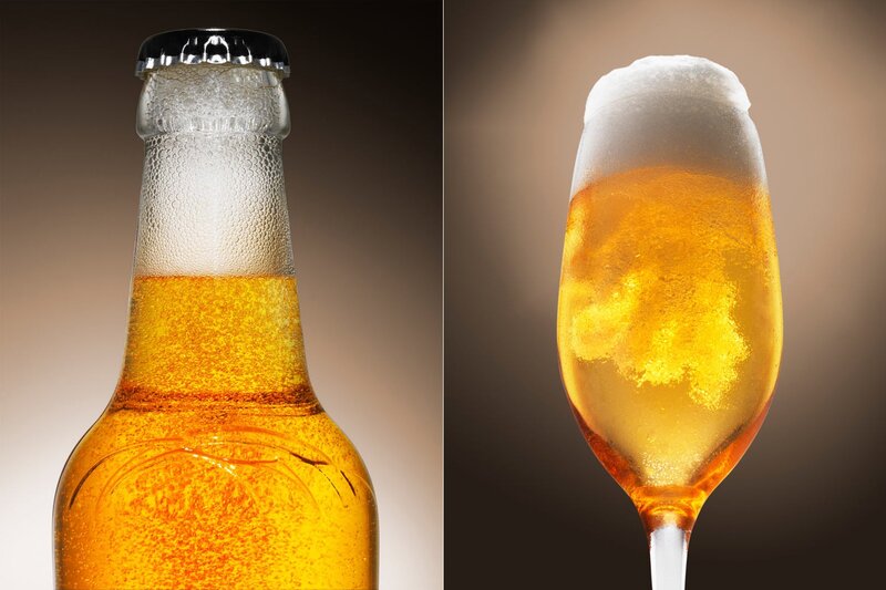 Beer bottle and glass