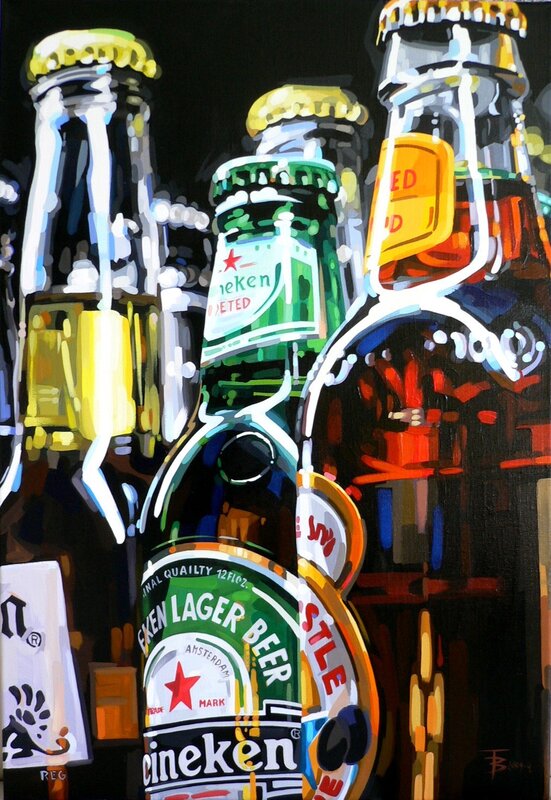 Beer bottles in a painting