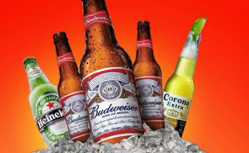 Beer Bottles in Ice — Red
