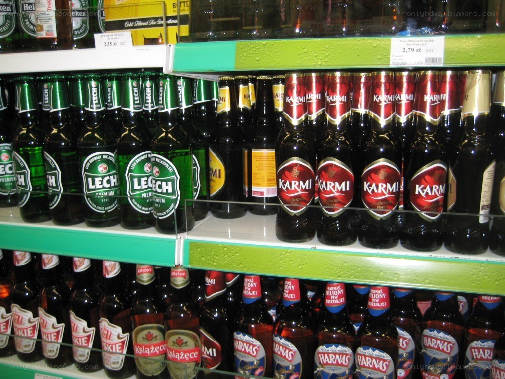 beer bottles on store shelf