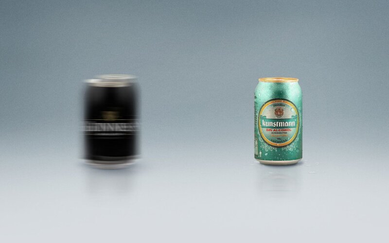 beer cans in motion