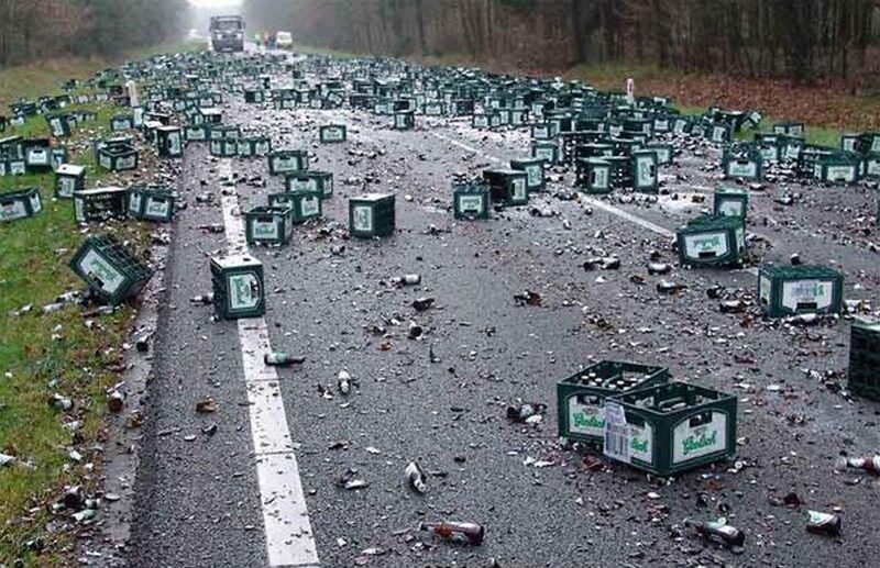 Beer Crates on Road — Green