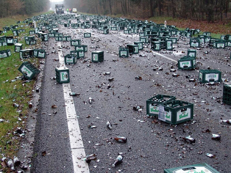 Beer Crates on Road