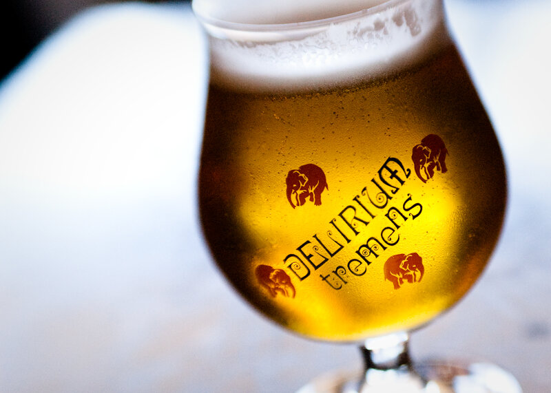 Beer in a glass with logo