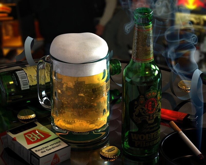 Beer Mug and Bottle
