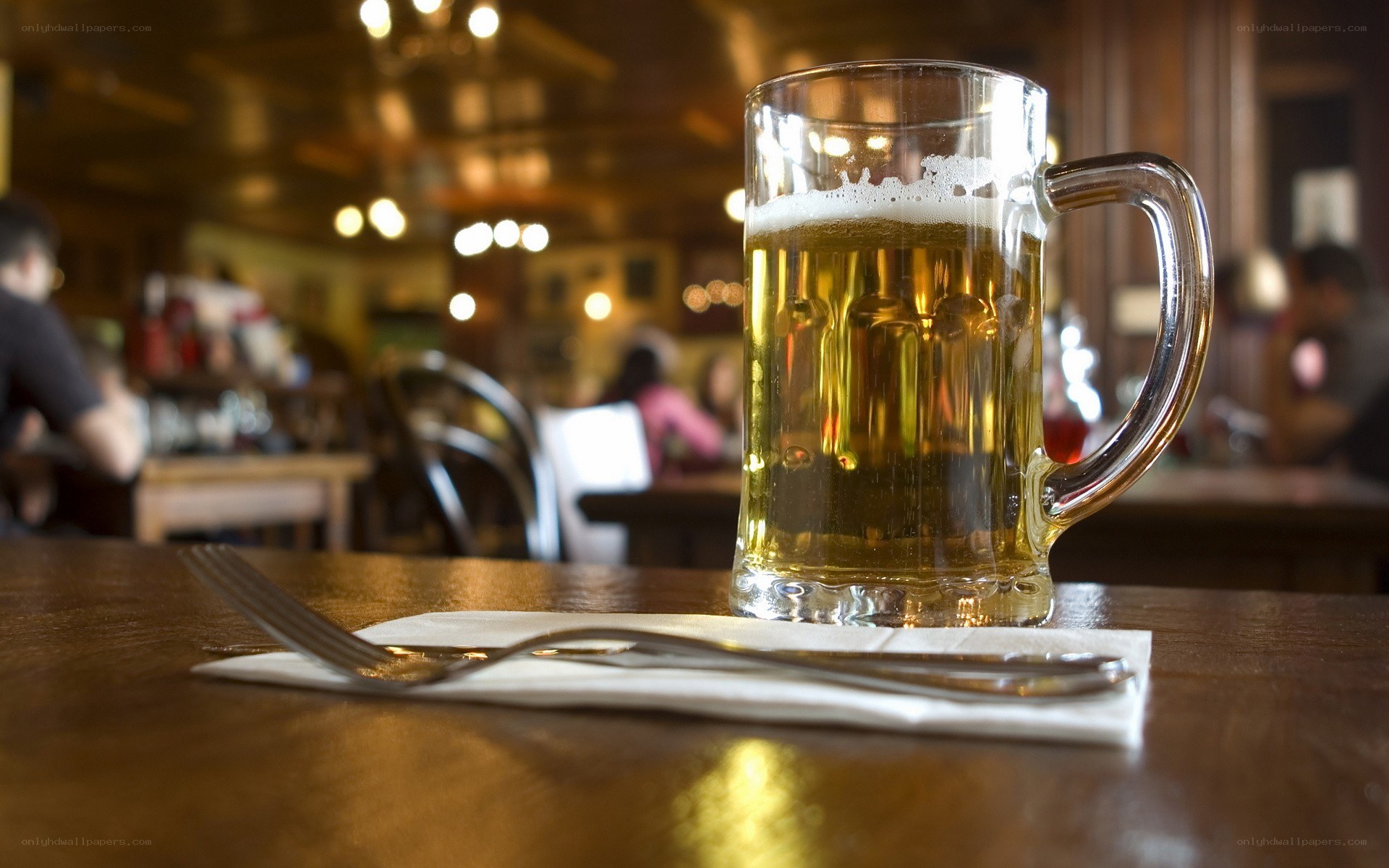 Beer mug on wooden table