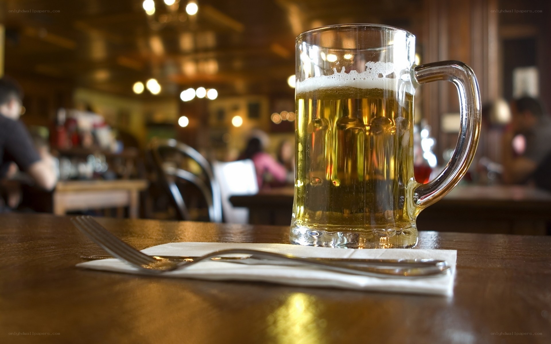 Beer mug on wooden table