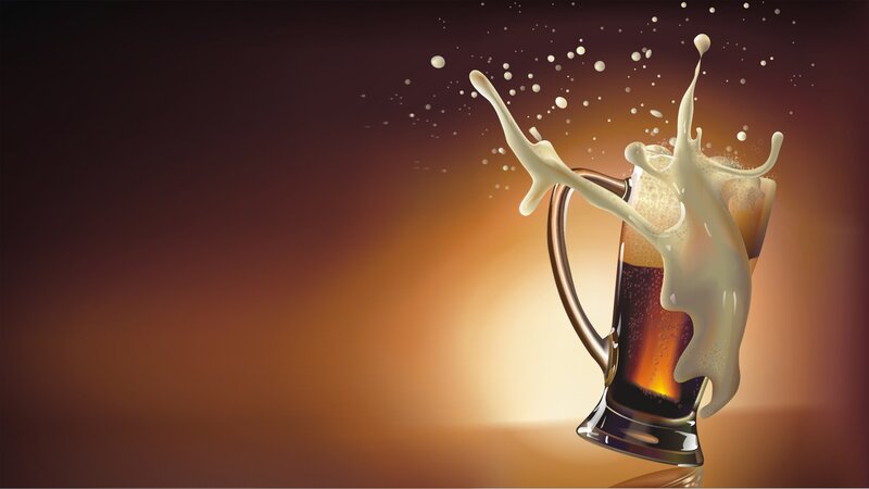 Beer Mug Splashing — Brown, Dynamic, Digital Art