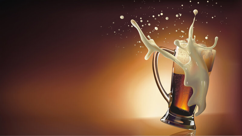 beer mug splashing foam