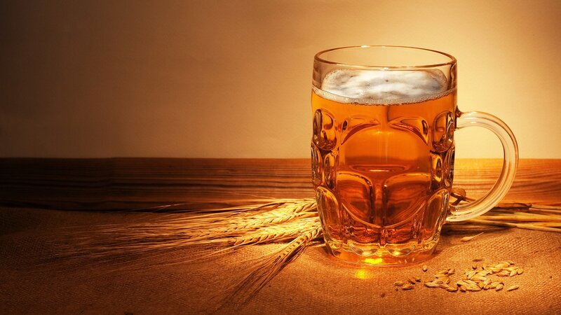 Beer mug with wheat stalks