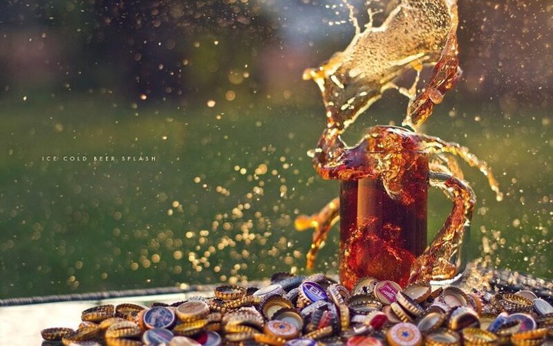 Beer Splash in Glass — Brown