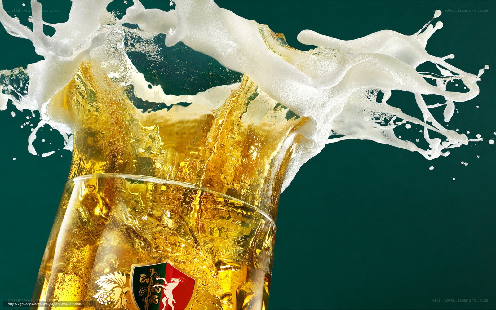Beer splashing in a glass
