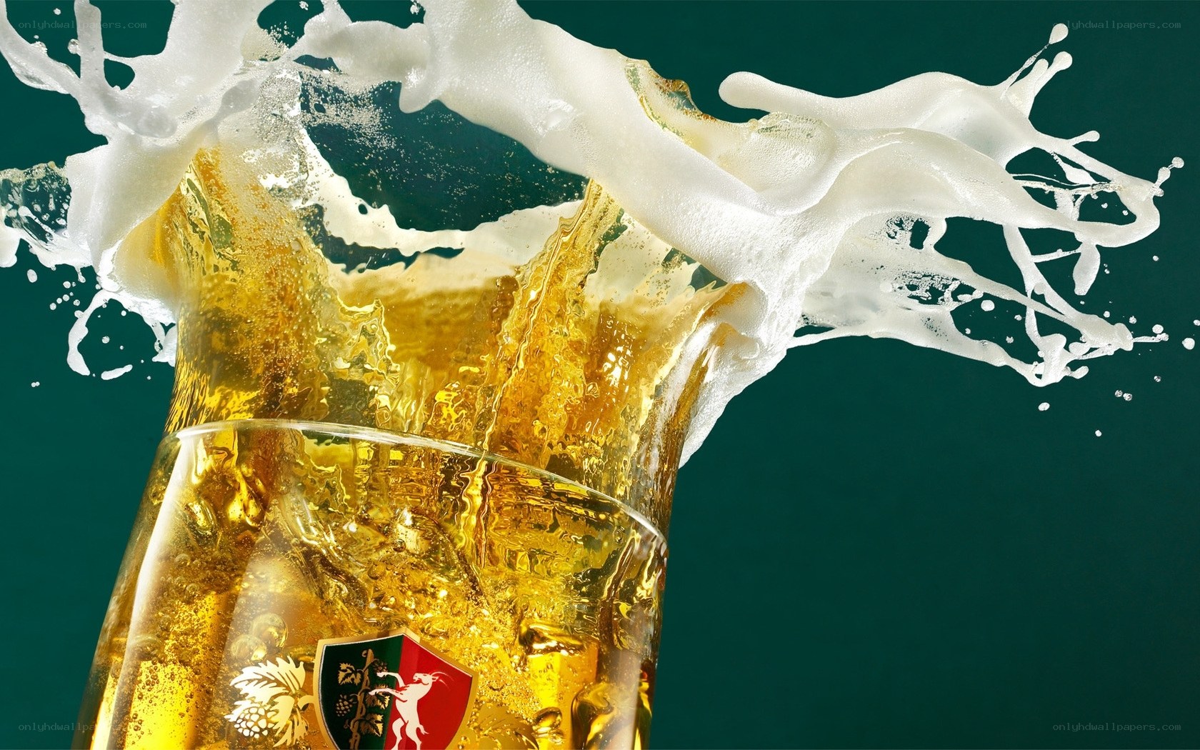 Beer splashing in a glass