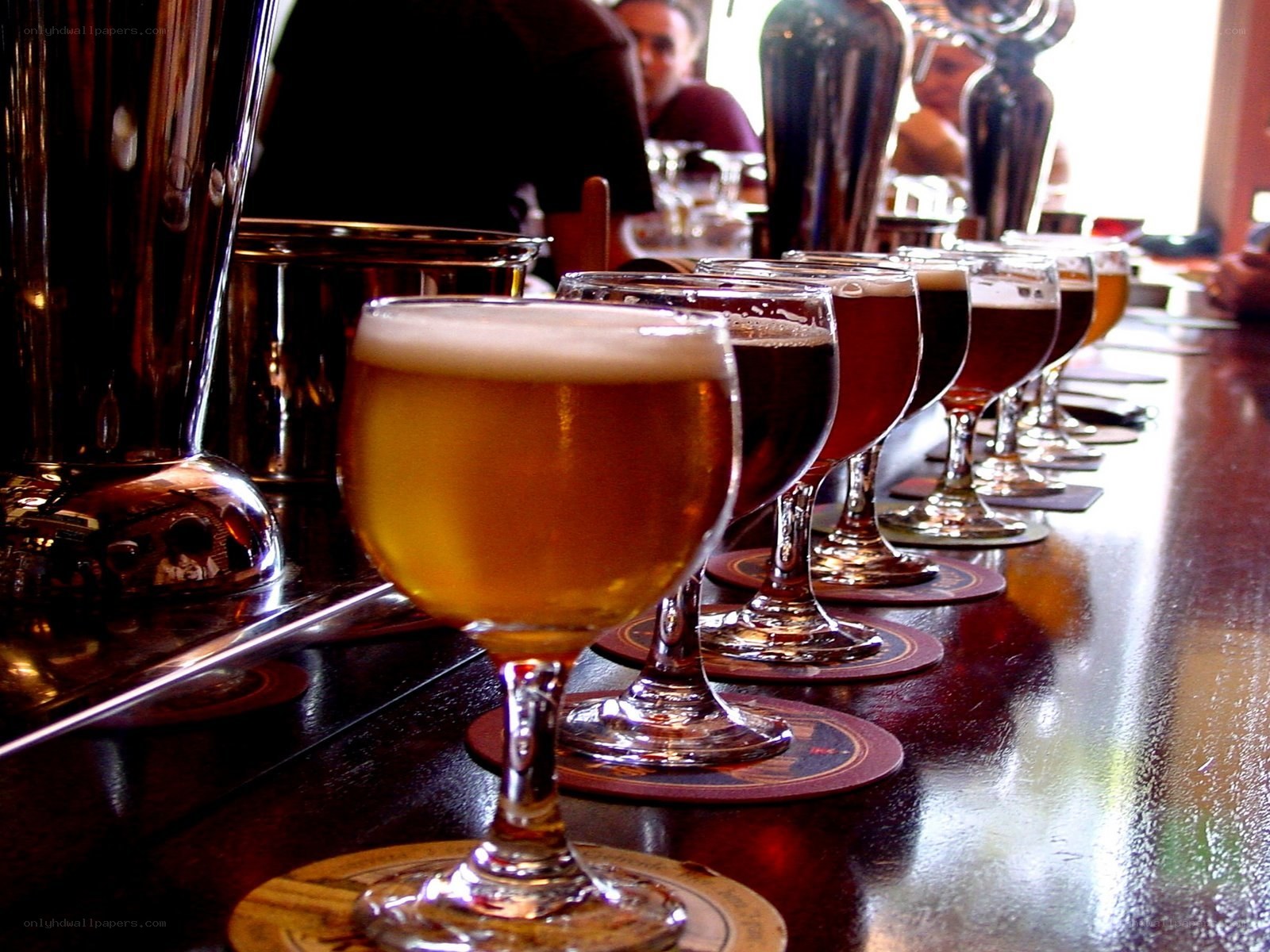 Beer tasting flight at a bar