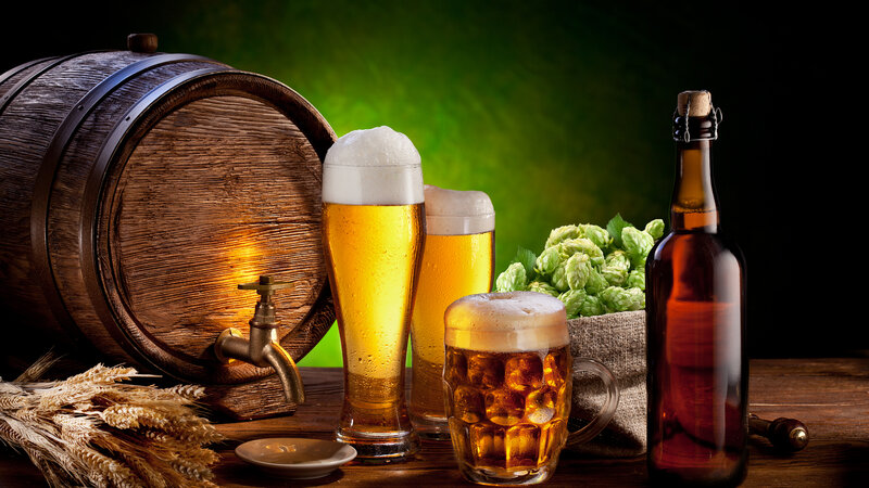 Beer with Hops and Barrel — Brown