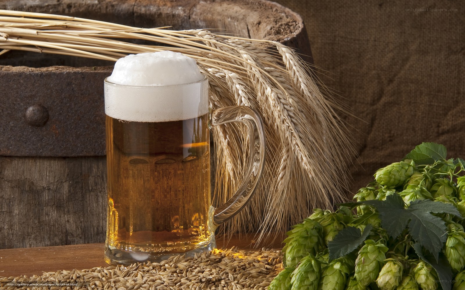 Beer with hops and wheat