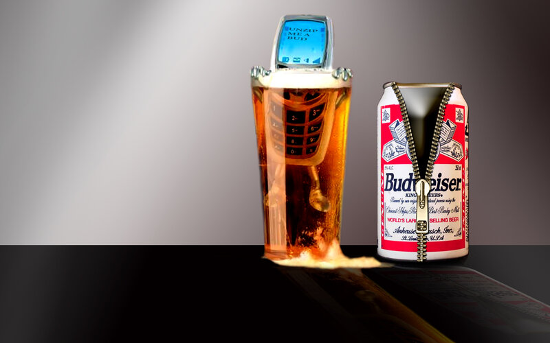 beer with phone and zipper