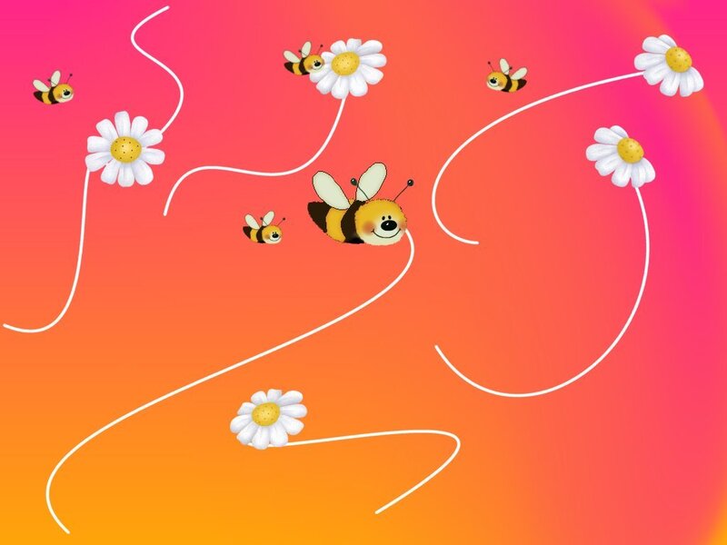 Bees Flying Around Daisies