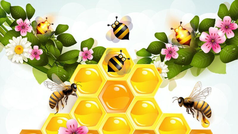 Bees on Honeycomb — Yellow, Cheerful