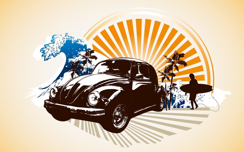 Beetle car surf art