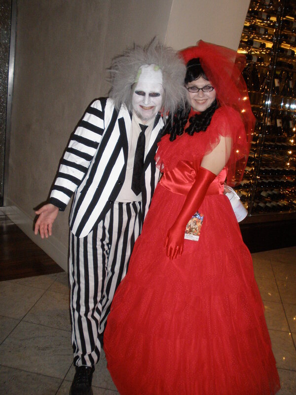 Beetlejuice and Lydia cosplayers