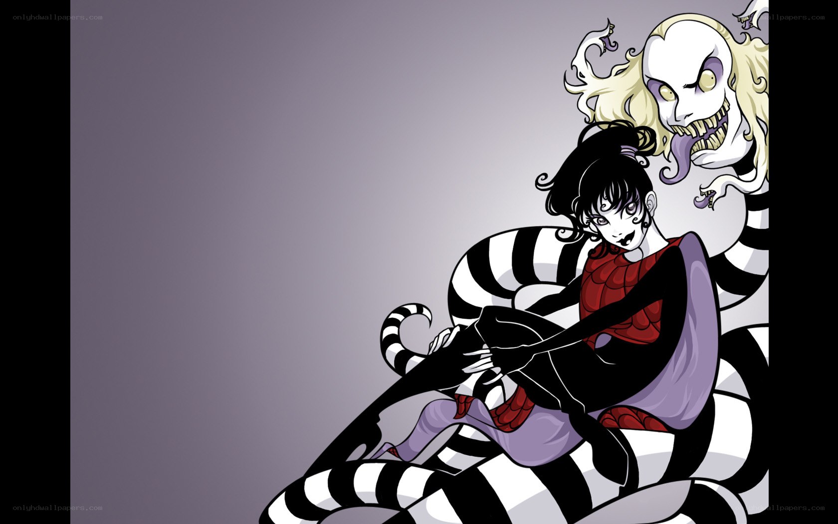 Beetlejuice and Lydia in comic art