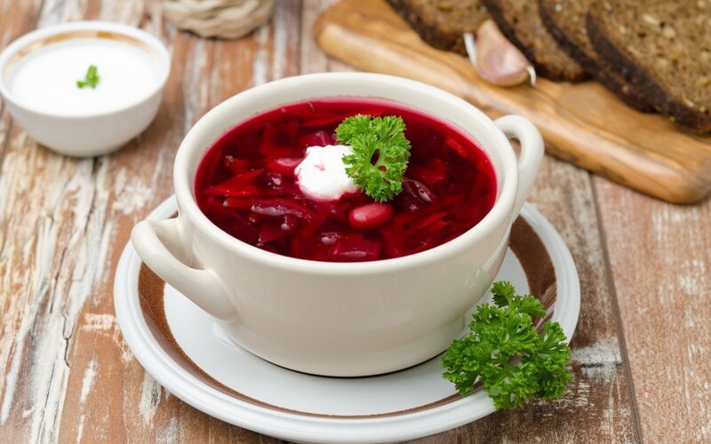 Beetroot Soup in Bowl — Red
