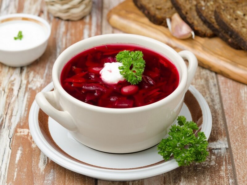 Beetroot Soup in Bowl