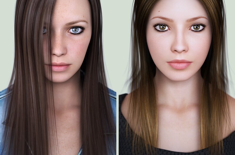 Before and after digital portrait