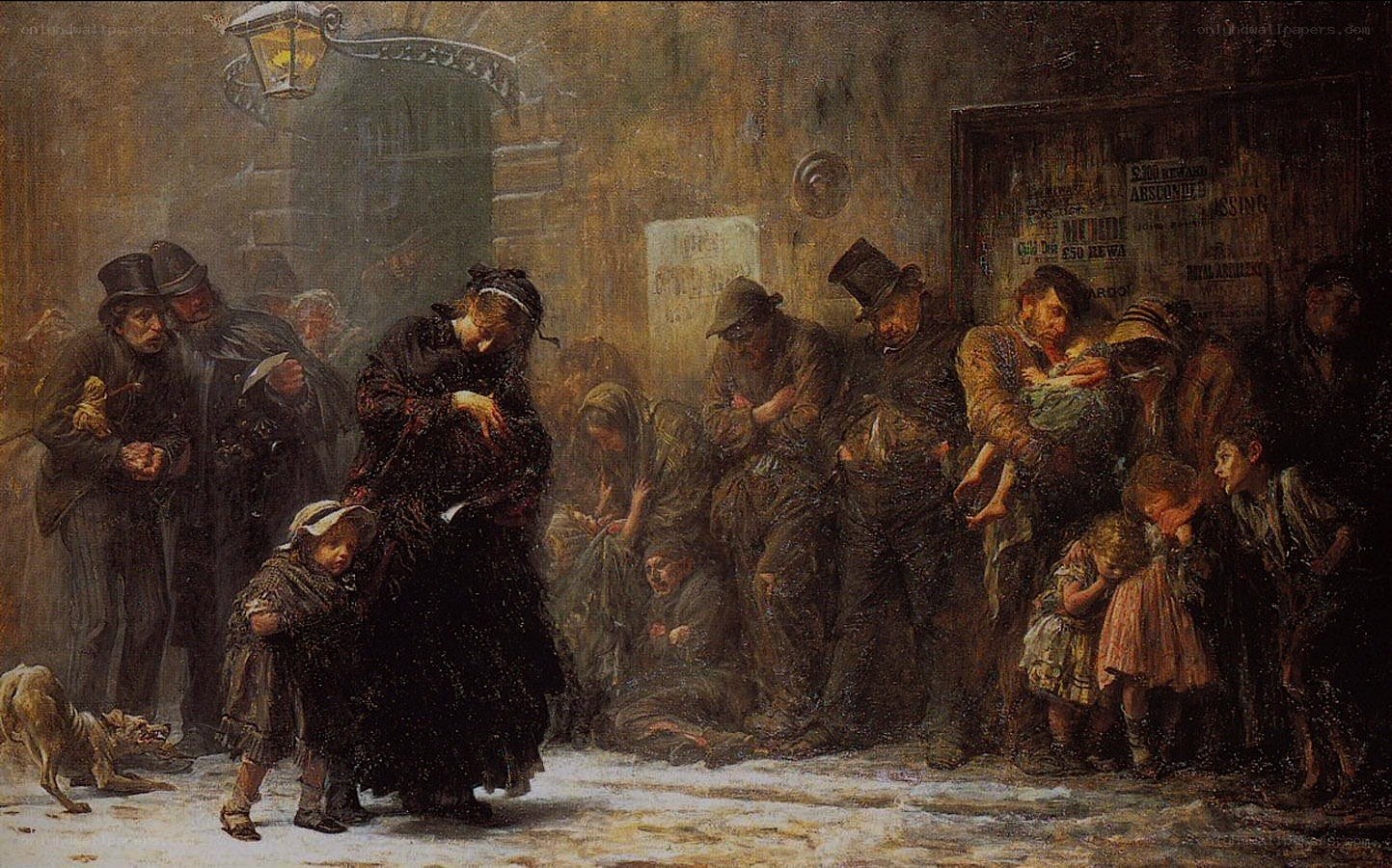 Beggars in a Snowy Street