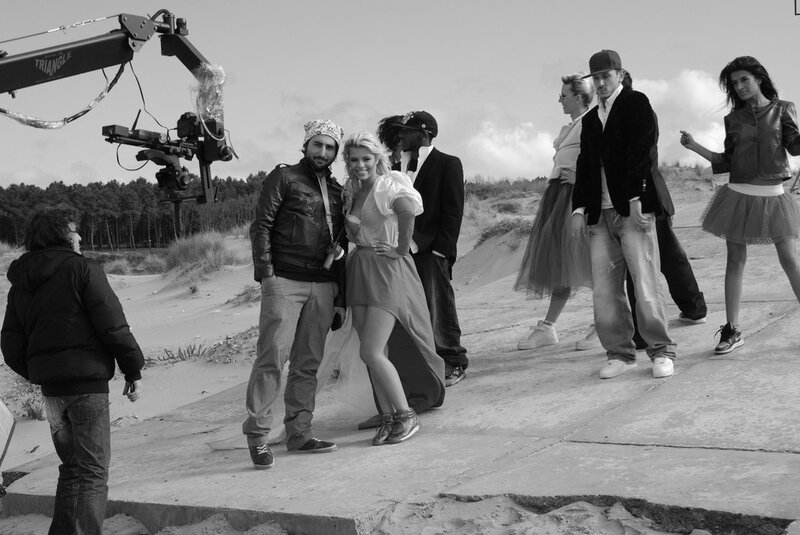 Behind the scenes on a film set