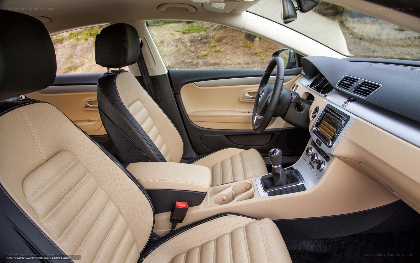 Beige and black car interior