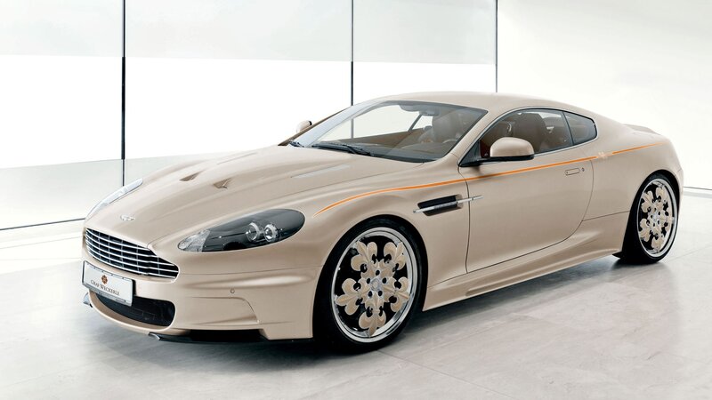 Beige Aston Martin sports car