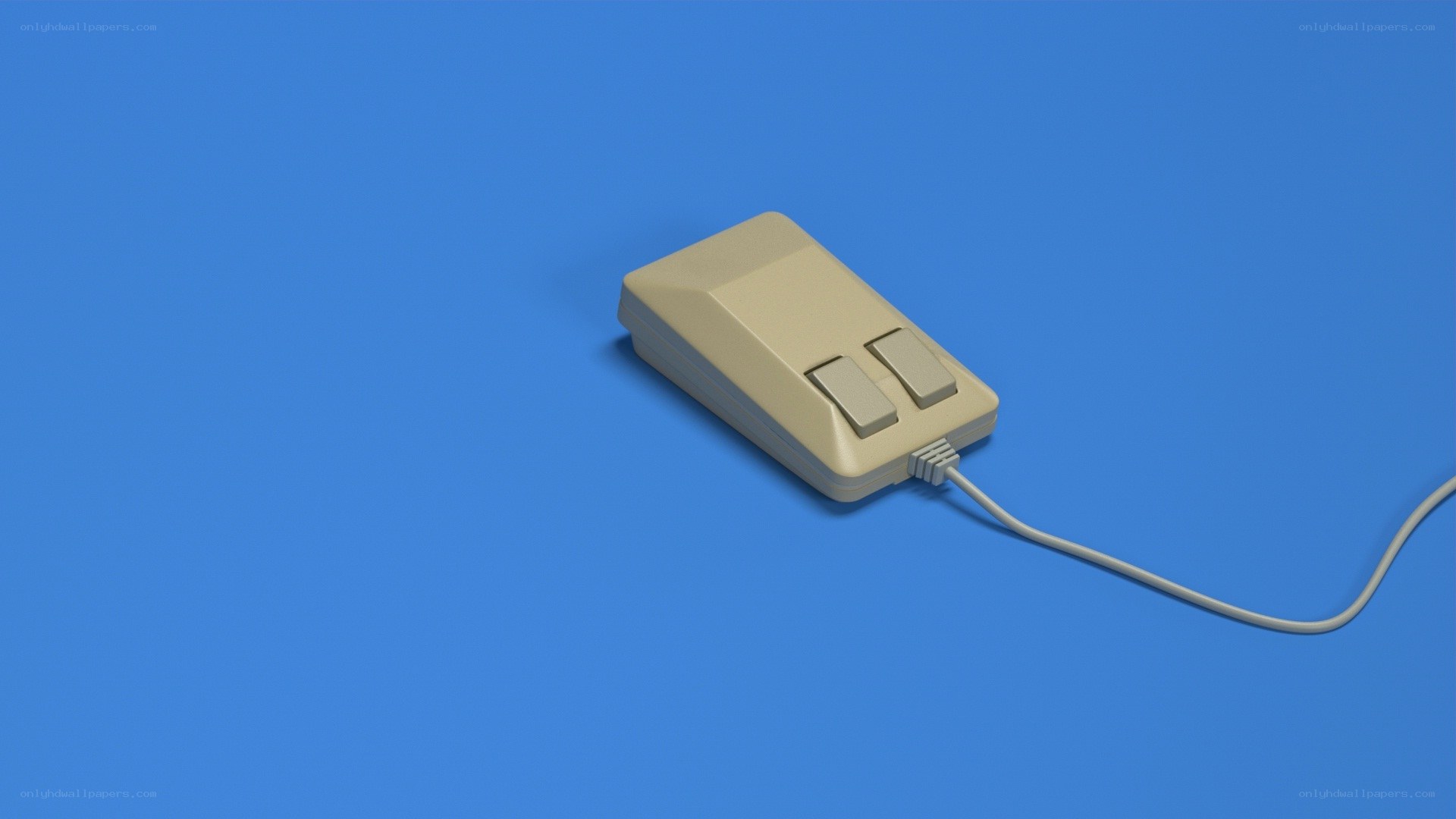 beige computer mouse on blue